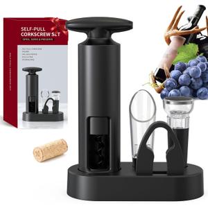 CIRCLE JOY 4-in-1 Wine Bottle Opener Set With Foil Cutter, Wine Pourer, Vacuum Stopper and Storage Base, Corkscrew Cork Remove Bartenders, Restaurants & Home, Ideal Gift