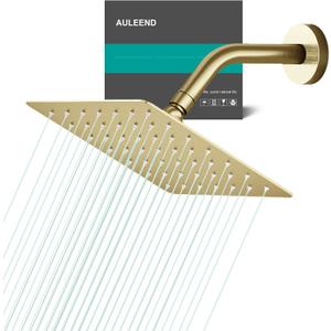 Square Rain Shower Head, High Flow Stainless Steel,Work with any decorative styleAll Metal Rainfall Shower Head(Brushed Gold,6)