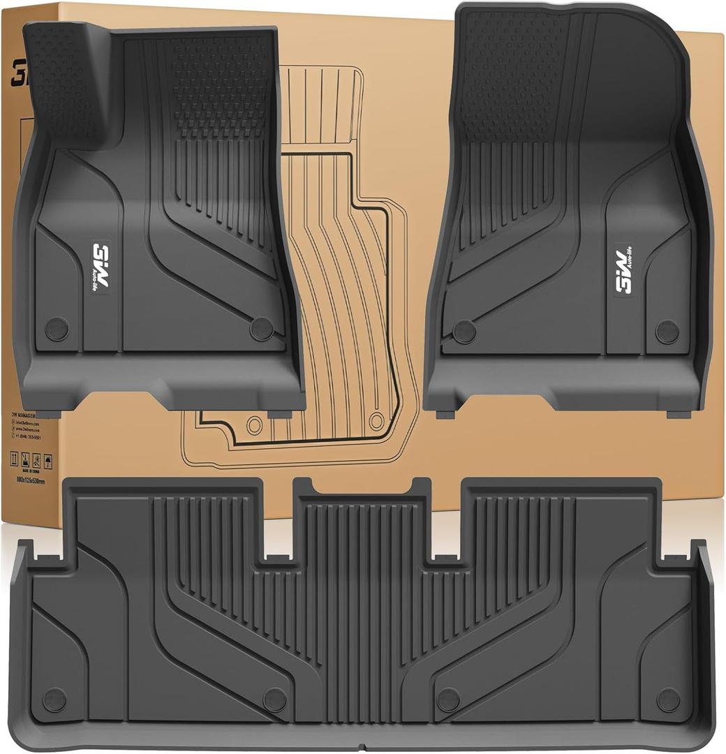 3W Floor Mats Fit for 2024 2025 Tesla Model 3 Highland New Generation, Full Set Black Floor Mats Custom Fit for 2024 2025 New Version Tesla Model 3