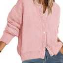 Libsorge Womens Lightweight Cardigan Sweaters For Women Fall Winter Spring 2025 Trendy Outfits Cute Sheer Knit Oversized Button Front Dressy Casual Lightweight Long Sleeve Cardigans Sweater Pink S
