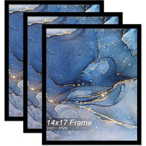 Fxojyvo 14x17 Picture Frame Set of 3, Black Frame for 14 x 17 Inch Picture Poster Photo, Light Weight and High Transparent 14 by 17 Frame for Wall - 3 Pack/Black/14 x17