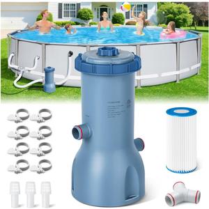 1000 GPH Pool Filter Pump for Above Ground Pools, Type A/C Cartridge Filter Pump System | Safety ETL Listed Above Ground Pool Pumps with GFCI, Improved Water Circulation and Filtration
