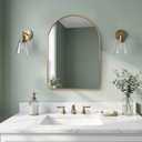 ANDY STAR 20x28’’ Brushed Gold Arched Mirror, Small Arch Wall Mirror, Arched Top Rounded Corner Seamless Rustproof Tube Metal Frame Mirror for Bathroom, Entryway, Over Sinks, HD Glass