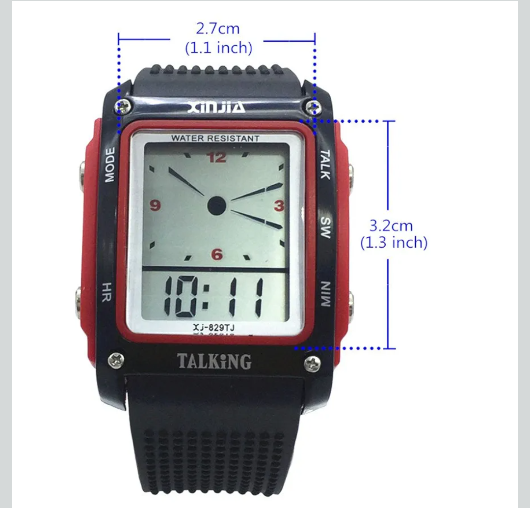 VLONE Black Spanish Talking Watch for Blind, Kids, and the Elderly, Electronic Sports Talking Watches Gatget Gift (829TS-MX), Black