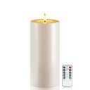 Raycare 4'' X 10'' Large Waterproof Outdoor Flameless Candle, Battery Operated LED Candles with Remote Control and Timer, Electric Fake Plastic Pillar Candles, Ivory