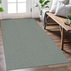 EARTHALL Washable Area Rug 3x5 Ft Non Slip Rugs for Entryway Braided Rubber Backed Throw Rugs Door Mat Indoor Outdoor Entrance Rug for Kitchen Foyer Front Door Living Room, Green/Grey