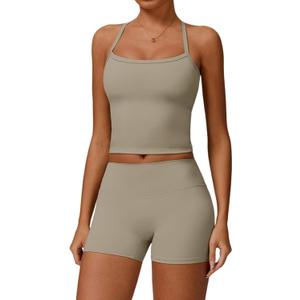 QBGJTD Two Piece Workout Sets For Women Tank Top Matching High Waist Booty Lifting Shorts Gym Yoga Active Wear Outfits (M)
