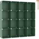C&AHOME Cube Storage Organizer, 16-Cube Shelves Units, Plastic Storage Cubes, DIY Closet Organizer, Modular Closet Storage Shelves Ideal for Home, Bedroom, 48.4" L  12.4" W  48.4" H Green UPCS16GN