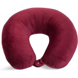 Adult Cozy Soft Microfiber Neck Pillow for Travel  Compact, Machine Washable - Perfect for Airplane, Car, or Home Use - Filled and Finished in The USA  Burgundy