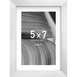 An&He 5x7 Picture Frame, Silver Photo Frame for Tabletop and Wall Display, Minimalist Design, Set of 1