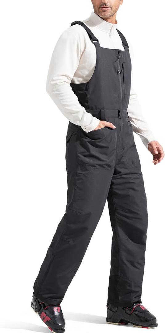 FREE SOLDIER Men's Insulated Waterproof Snow Bibs Ski Overalls (Medium/32" Inseam, Black)