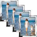 Hoikwo Bulk 8x10 Picture Frames, 4 Packs Silver Photo Frames 8 by 10, Glass Wedding Frames 8x10, Clear Mirror Wedding Photo Frames, Only for Tabletop Display Vertically or Horizontally