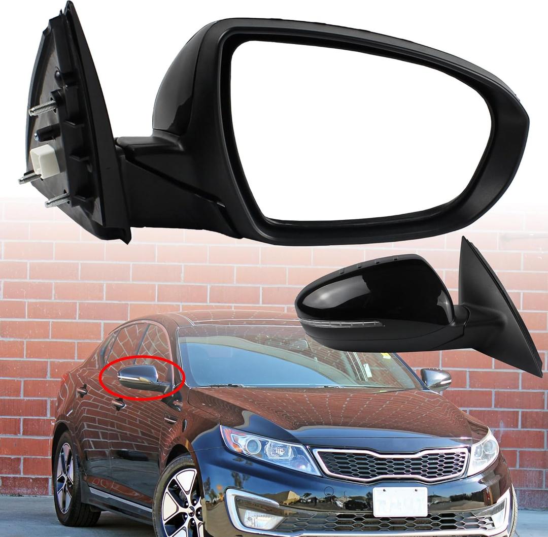 Right Passenger Side Door Mirror Compatible with 2011 2012 2013 Kia Optima SX/LX/EX (5 PINS) Black Manual Folding Non Heated Power Glass Replaces KI1321152 87620-2T110 876202T110