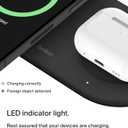 Belkin 2-in-1 Wireless Charging Pad w/ Qi2 15W + Additional USB-C Port - MagSafe-Compatible Charger, Charging Station for iPhone 16 & 15 Series, Samsung Galaxy S25 Series, AirPods, & More - Black