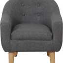 Single Linen Fabric Kids Armchair, Toddler Sofa and Couch with Wooden Legs, Ideal Children Seat for Children Gift (Gray)