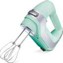 Hamilton Beach Professional 5-Speed Electric Hand Mixer with Snap-On Storage Case, Quick Burst, Stainless Steel Twisted Wire Beaters and Whisk, Mint (62658)