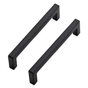 Ravinte 15 Pack Slim Square Bar Drawer Handles and Pulls - Black Kitchen Cabinet Hardware - Matte Black 4 Inch Center to Center Pulls
