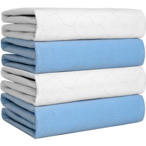 Heavy Absorbency Bed Pad, Washable and Reusable Incontinence Bed Underpads, 34"X36" (4 Pack), Waterproof Mattress Protector