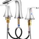 2-Handle Widespread Waterfall Roman Bathtub Faucet Tub Filler with Valve, Brushed Nickel