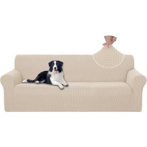 U-NICE HOME Stretch Couch Cover Sofa Cover Washable Sofa Slipcover Furniture Protector for 3 Cushion Couch Sofa Pet Friendly(Sofa, Beige)