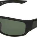 DOCKERS Men's Gavin Sunglasses Polarized Wrap, Black, 57mm