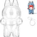 Protective Case for Labubu Display Case Won’t Trap Hair Highly Transparent, Exciting Macaron Big into Energy 1pcs (Standing)