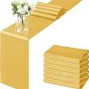 Horbaunal 6 Pack Satin Runners 12 x 72 Inch Bright Silky Smooth Satin Table Runners for Birthday Wedding Party Banquets, Luxury Gold