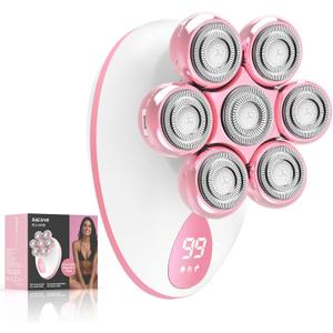 Electric Razors for Women, 7D Rotary Shaver for Legs Bikini Rechargeable, Wet/Dry Hair Removal Kit for Whole Body, Cordless Lady Trimmer Groomer, Wider Shaving Surface, Pink