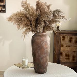 Rustic Farmhouse Ceramic Vase, 15.1 Inch, Floor Decor, Brown
Textured Matte Finish, Vintage Clay Style, Dining Table, Console Table, Bookshelf, Mantel