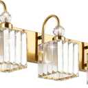 Ralbay Modern Gold Crystal Vanity Lights for Bathroom 3-Lights Crystal Vanity Lights Over Mirror Modern Crystal Gold Bathroom Wall Lighting Fixtures