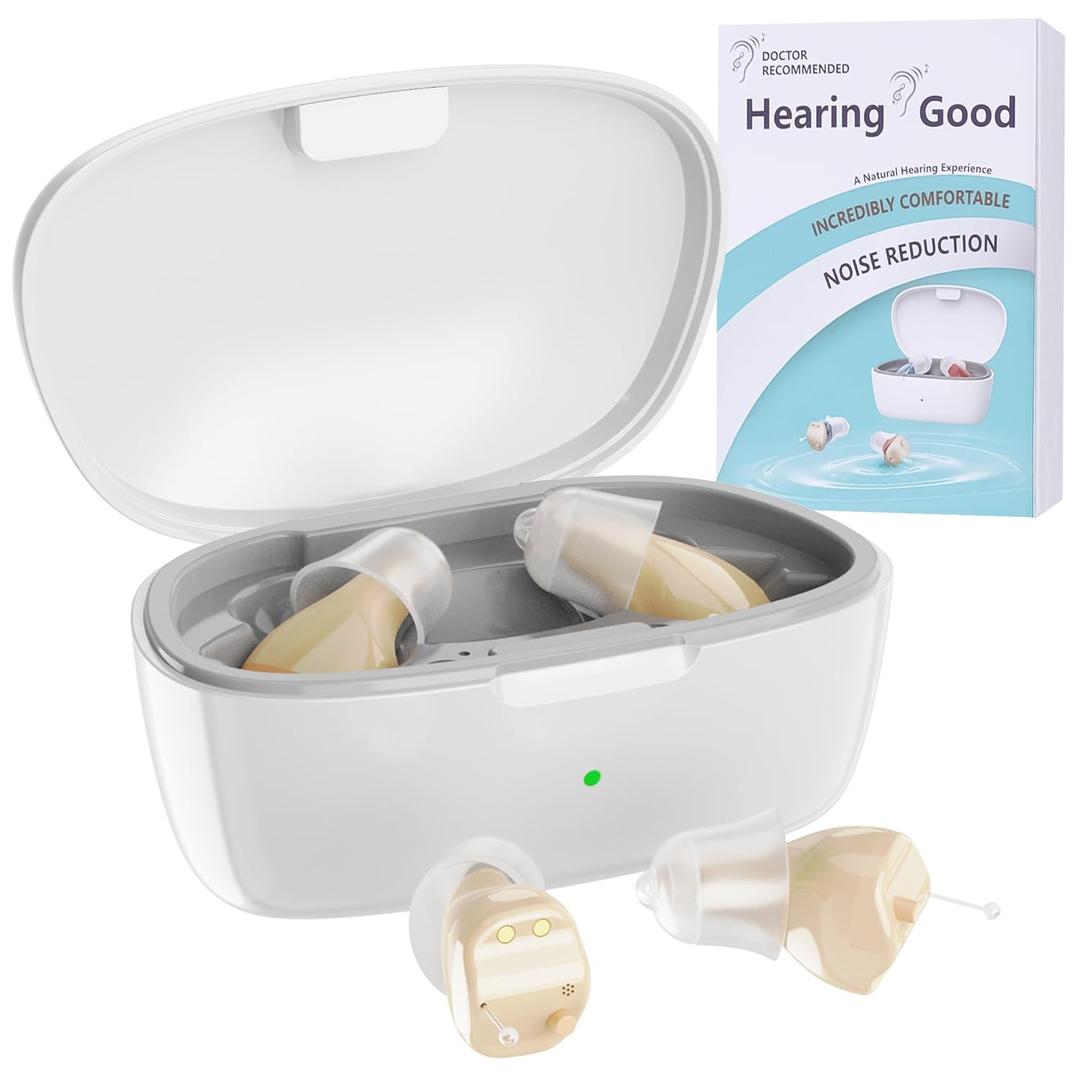 MEIMOUSE Hearing Aids for Seniors, Invisible Hearing Amplifiers with Noise Cancelling, Rechargeable Hearing Aids, Comfort In-ear Hearing Devices for Severe Hearing Loss Adults (151Pro, White Skin)