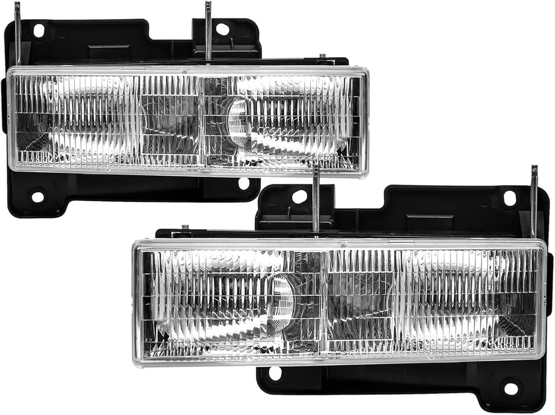 Headlights Assembly Compatible With 1988-2000 Chevy GMC C/K 1500 2500 3500,1992-1999 CHEVY GMC C/K 1500 2500 SUBURBAN,1995-2000 Tahoe,1992-1994 Blazer Head lamp 2Pcs Replace For GM2502101, GM2503101