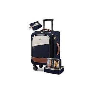 LOVEVOOK 4 Pcs Carry On Luggage 22x14x9 Airline Approved, 20 Inch Carry On Suitcases with Wheels, Softside Rolling Suitcase for Women Men, with TSA Lock Weekender Travel Luggage