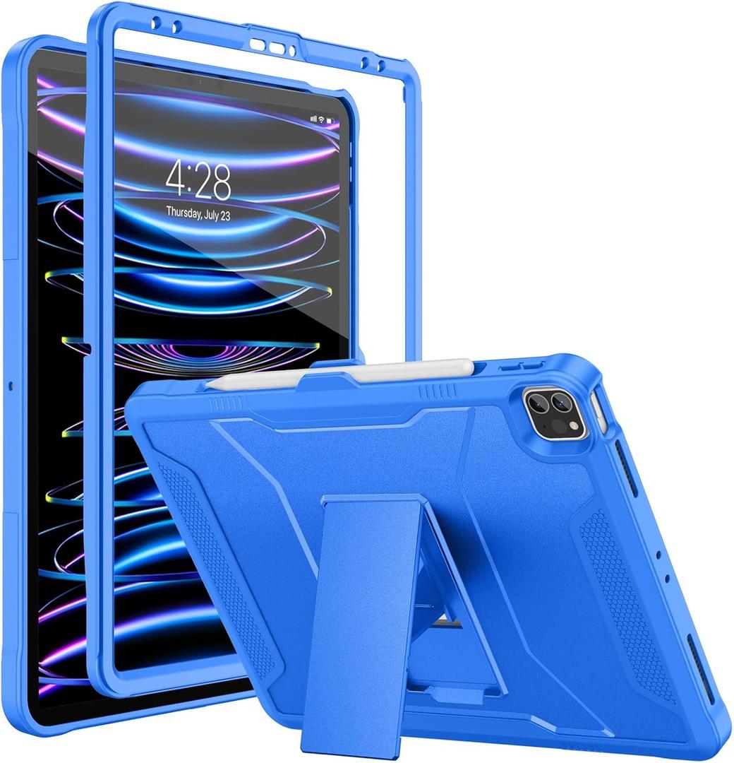 Soke Case for iPad Pro 12.9 Inch 6th/5th/4th Generation(2022/2021/2020 Release), Rugged Shockproof Protective Cover with Built-in Kickstand for Apple iPad Pro 12.9 - Klein Blue