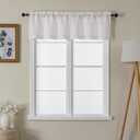 Chyhomenyc Cream Valance for Windows, Light Filtering Faux Linen Textured Small Kitchen Window Curtain, Rod Pocket Short Valance for Bathroom Laundry Basement, 60Wx14L inch, 1 Piece