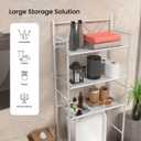 Home Zone Living Over-the-Toilet Bathroom Storage Organizer with 3-Tier Shelves and Adjustable Feet, Freestanding Steel Frame Design, White