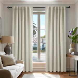 Deconovo Blackout Curtains, Thermal Insulated, W52 x L84 2 Panels, Back Tab, Machine Washable, Room-Darkening Drapes for Bedroom/Living Room Light Beige