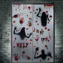 2 x Halloween Decorations, Window Stickers, Scary Bloody Handprint Skullprint Footprint Decals for Window Floor Glass Bathroom Indoor Outdoor Party Decor5 Styles