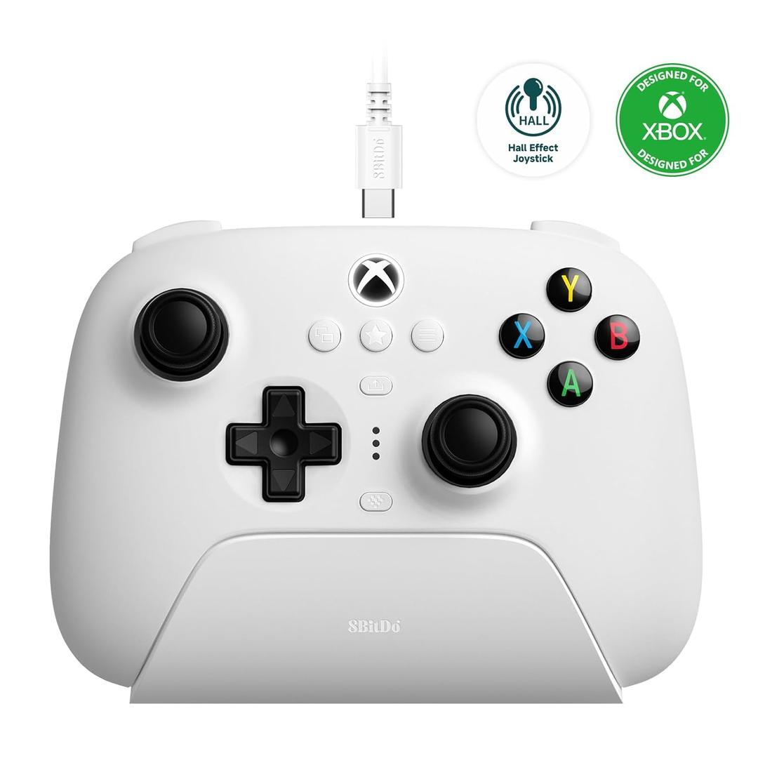 8BitDo Ultimate 3-Mode Controller, Hall Effect Joysticks, Pro Back Buttons, Wired Only for Xbox Series X|S & Xbox One, Compatibility with Apple, Windows & Android, Officially Licensed (White)