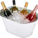 1 Pack Galvanized Beverage Tub, 3 Gallon Ice Buckets Metal Drink Buckets with Handles for Champagne Cocktails Wine Beer for Catering MimosaBars Parties, White (1) (EXP 01/01/27)