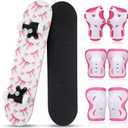 Honoson 7 Pcs Skateboard for Toddlers Beginners Knee Elbow Pads Wrist Guards Gear Set, Age 6-10 Kids 24 x 6"