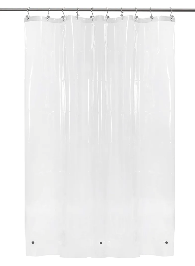 BAROSSA Design 54 inch Wide Stall Shower Curtain Liner with 3 Magnets - PEVA, Waterproof, PVC Free, Metal Grommets, Clear, 54x72
