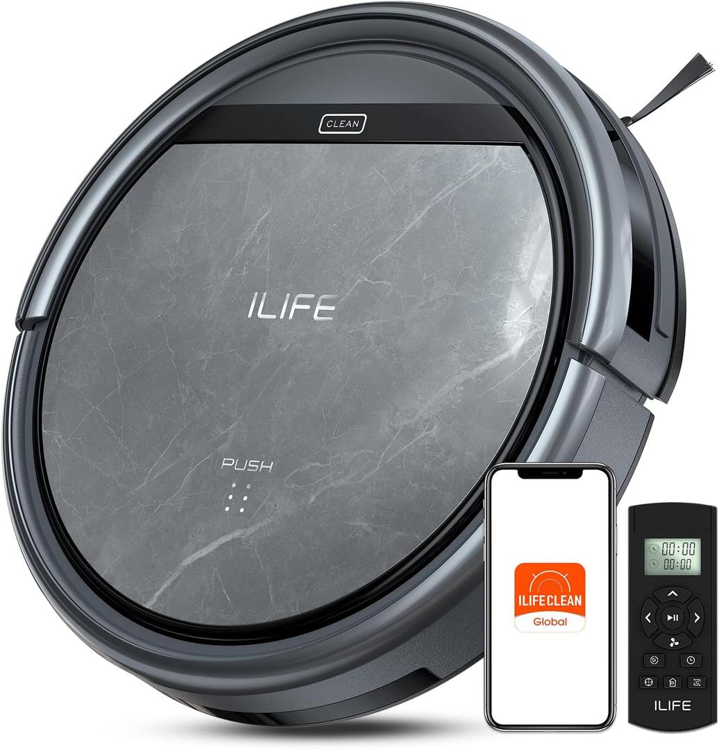 ILIFE V5s Max Robot Vacuum, 4000Pa Max Suction Power, 2.4G WiFi/App/Alexa/Remote Control, Self-Charging Robotic Vacuum Cleaner, for Hard Floors Carpets and Pet Hair