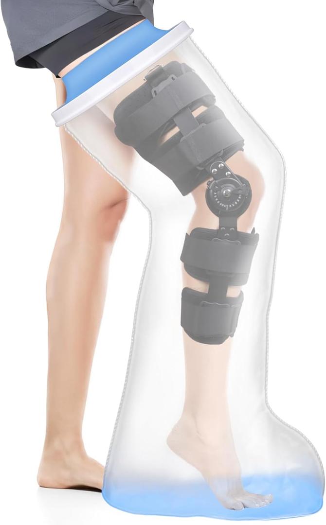 Waterproof Extra Wide Full Leg Cast Cover for Shower with Non-Slip Bottom, Extra Large Watertight Leg Cast Protector for Thigh Foot Ankle Surgery Wounds, Knee Immobilizer/Brace, Walking Boots,Reusable