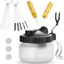 EBEST 4 SET Airbrush Cleaning Kit Repair Tools Needle Nozzle Brush Glass Cleaning Pot Holder