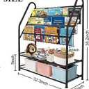 Aboxoo Metal Kids Bookshelf Black Large Freestanding for Children Room 32 in Toy Organizer Large Stable Bookcase Bookstore Library Book Unit Storage Kids Bed Living Room