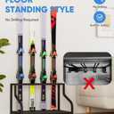 Ski Storage Rack for Garage  Freestanding Ski Holder for 4 Pair Skis, Boot, Helmet, Goggles, Indoor Snowboard Rack Organizer Stand for Home, Shed, Basement, Black