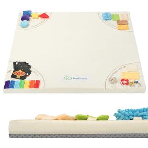 Baby Play Mat, 50''x50'' Playpen Mats with 4 Sensory Development Zones for Motor Skills, Unique Crawling Mats with Non-Slip Cushioned that Fits Nicely into Any Playroom, Beige