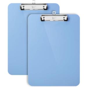 Mr. Pen- Plastic Clipboard, 12.5" x 9", 2 Pack, Clipboard Plastic, Low-Profile Metal Clip with Retractable Hanging Hole (Cyan Blue)