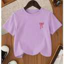 SOLY HUX Girl's Summer Short Sleeve Bow Graphic Tee Shirts (Purple)